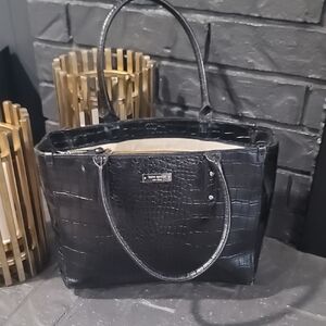 Kate Spade Black Croc-Embossed Tote